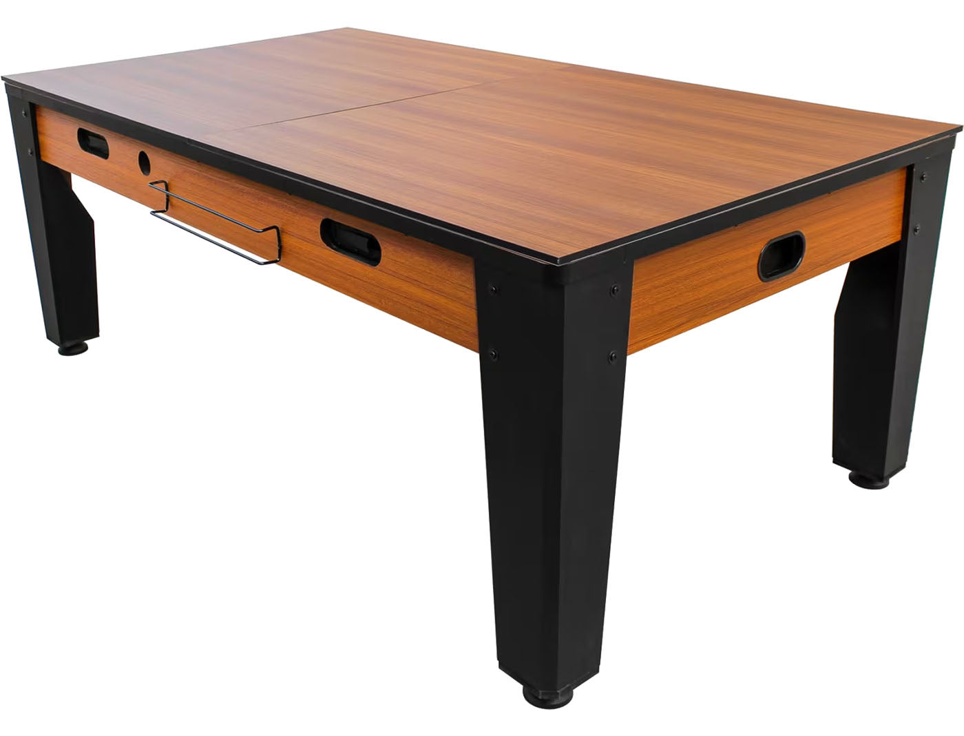 Table multi jeux bois foncé rotative 7FT billard - hockey - Ping-pong