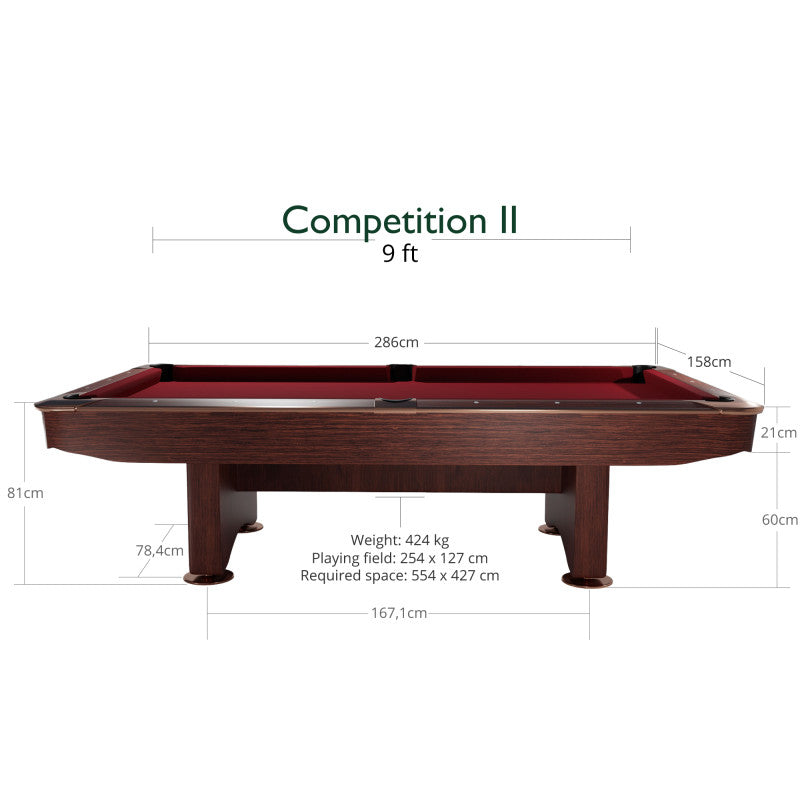 Billard Dynamic Compétition II 9 ft Acajou