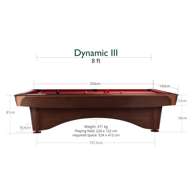 Billard Dynamic III 8ft finition Bois